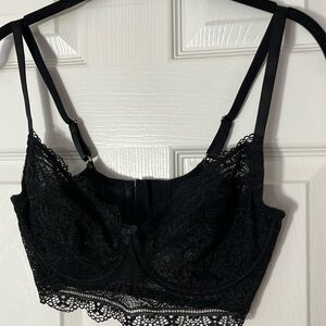 Bras and things NWT vale curvy underwire bra black lace four hooks 32DDD